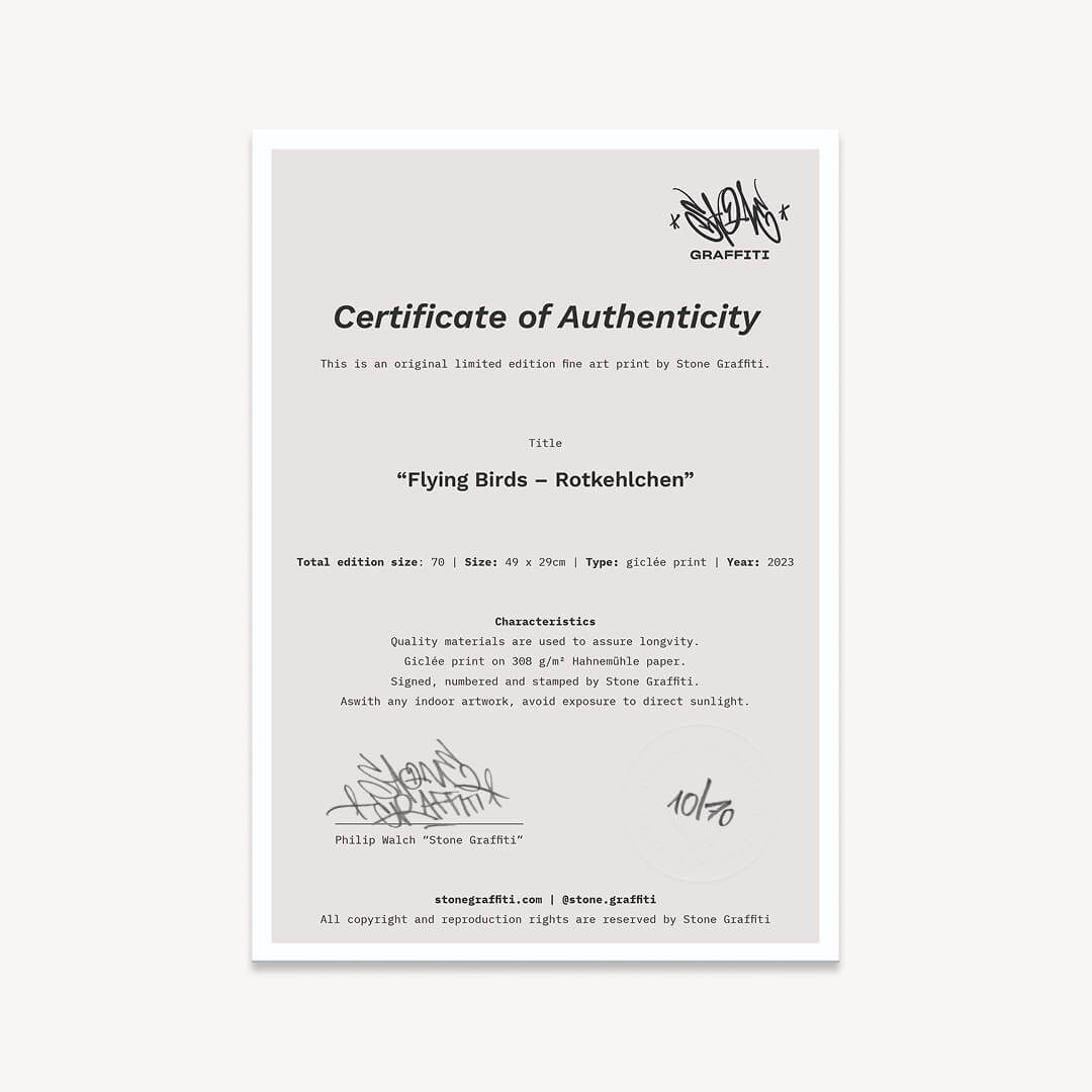 Das Echtheitszertifikat der limitierten Auflage auf 70 Stück als Sammlerstück