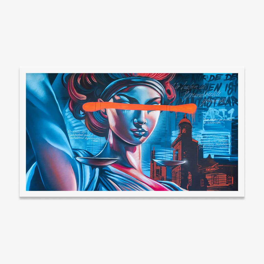 Justitia Graffiti Poster für Kanzleien Street Art Kunstdruck Wandbild